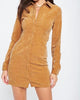 Closer To You Corduroy Dress In Tan - thumbnail