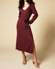Bordo Belted Sweater Dress In Burgundy - thumbnail