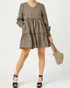 Checkered Tiered Dress In Black - thumbnail
