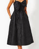 Ellara Jacquard Midi Bow Dress In Onyx Leaf An Impression Jacquard - thumbnail