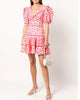 Bossa Lace Trim Puff Sleeve Layered Mini Dress In Pink/Apricot - thumbnail