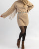 Charley Fringed Sweater Dress In Tan - thumbnail