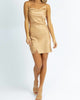 Cowl Neck Satin Mini Dress In Gold - thumbnail