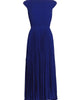 Cap-Sleeve Pleated Midi-Dress In Blue - thumbnail