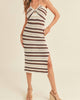 Crochet Halter Dress In Brown - thumbnail