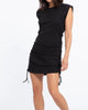 Drawcord Mini Dress In Black - thumbnail