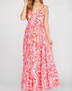 Cami Printed Woven Tiered Maxi Dress In Red - thumbnail