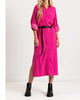 Corduroy Roll Up Sleeve Shirt Dress In Pink - thumbnail