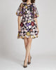 Floral Appliqued Puff Sleeve Dress In Black Floral - thumbnail
