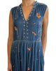 Monarca Velvet Ruffle Nect Tank Dress In Denim Indigo - thumbnail