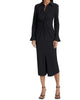 Mckenna Long Sleeves Collared Midi Dress In Black - thumbnail