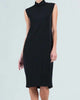Mock Neck Midi Sheath Dress In Black - thumbnail