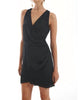 Krisa Draped Surplice Wrap Dress In Black - thumbnail