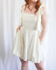 Linen Shoulder Tie Mini Dress In White - thumbnail