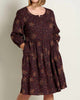 Manzana Tiered Long Sleeve Dress In Carob Floral Print - thumbnail