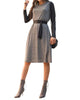 Leather Sleeve Dress In Black And Grey - thumbnail