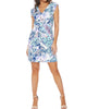 Floral Cap Sleeve Dress In White/Blue - thumbnail