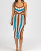 Multistripe Cutout Knit Midi Dress In Brown - thumbnail