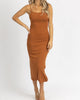 Open Tie-Back Midi Dress In Brown - thumbnail