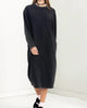 Long Sleeve Midi Sweatshirt Dress In Black - thumbnail