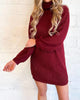 Keep Cozy Turtleneck Sweater Dress In Crimson - thumbnail