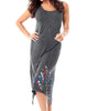 Hand Painted Laser Cut Maxi Dress In Charcoal - thumbnail
