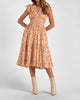 Midi Sleeveless Ruffle Dress In Gold Ikat - thumbnail