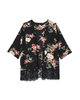 Zoey Printed Kimono With Lace Hem - thumbnail