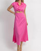 Jacey Button Down Midi Dress In Pink - thumbnail