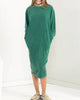 Long Sleeve Midi Sweatshirt Dress In Pine Green - thumbnail