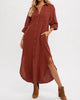 Maxi Gauze Shirt Dress In Brick - thumbnail