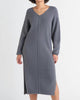 V-Neck Sweater Dress In Moonlight Grey - thumbnail