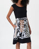 Scooped Neckline Cocoon Dress In Black Multi - thumbnail