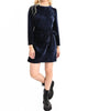 Velvet Asymmetric Wrap Dress In Navy - thumbnail
