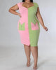 Two Sides Of Every Story Dress In Pink/Sage - thumbnail