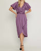 The All Eyes On You Satin Wrap Dress In Purple - thumbnail
