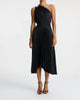Ruby Satin Pleated Dress In Black - thumbnail