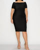 Women'S Plus Off-Shoulder Slit Bandage Dress In Black - thumbnail
