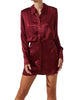 Ruth Satin Shirt Mini Dress In Wine - thumbnail