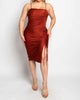 Ruched Mini Dress In Rust - thumbnail