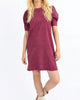 Velvet Mini Dress In Plum - thumbnail