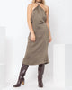 Satin Slip Dress In Dark Olive - thumbnail
