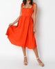 Square Neck Linen Midi Dress In Orange - thumbnail