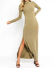 Turtleneck Sweater Maxi Dress In Olive - thumbnail
