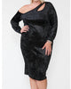 Plus One Side Off-Shoulder Midi Dress In Black - thumbnail