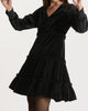 Polly Chiffon Velvet Dress In Black - thumbnail