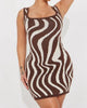 Zebra Knit Mini Dress In Chocolate - thumbnail