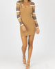 Striped Sleeve Sweater Mini Dress In Khaki - thumbnail