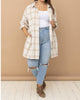 Plaid Button Up Shacket Dress In Ivory - thumbnail