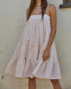 Summer Gingham Dress In White/Light Tan - thumbnail